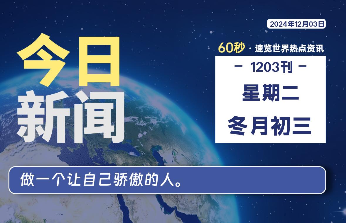 12月03日，星期二, 每天60秒读懂全世界！-IT喵